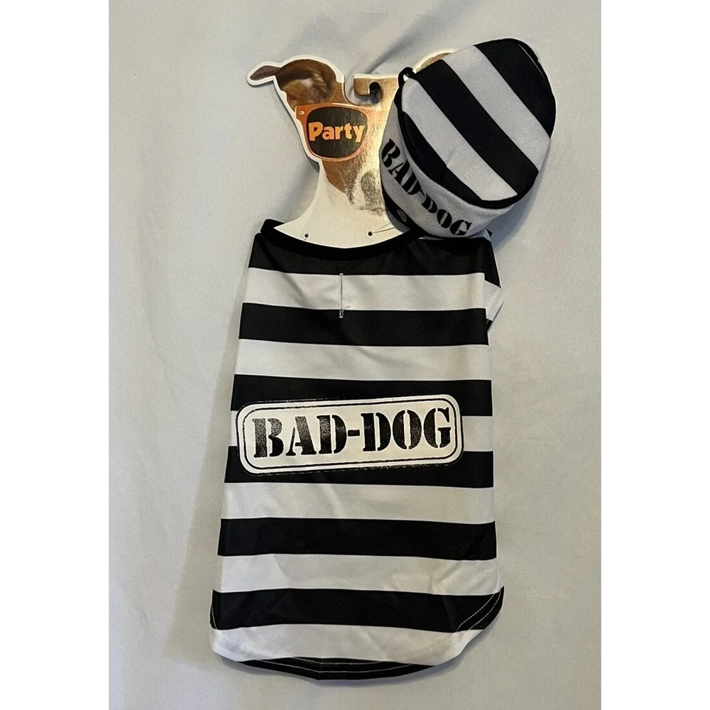 Party Dog Jailbird Prisoner Bad Dog Halloween Costume M/L NWT